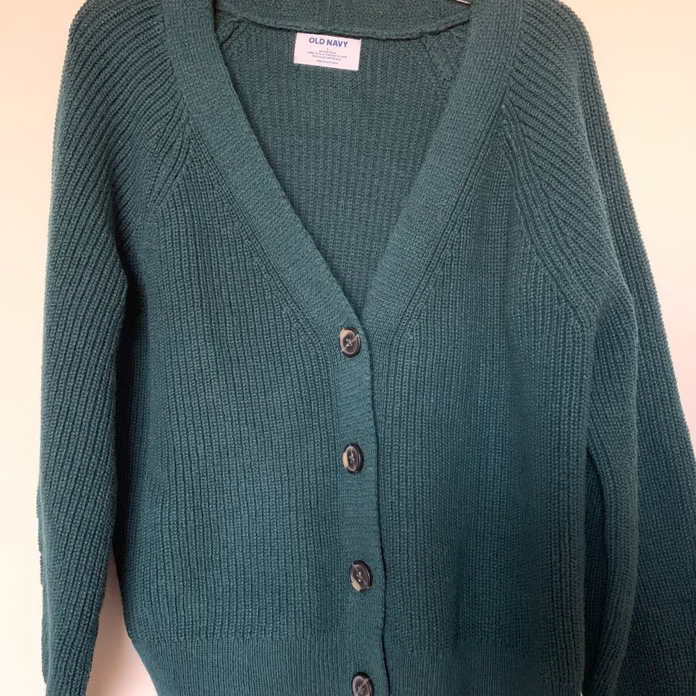 Old Navy green cardigan sweater